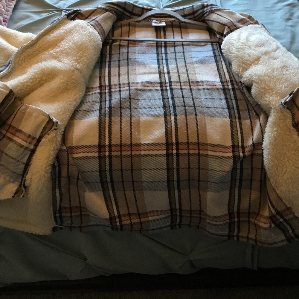 Blue Plaid Sherpa Shacket - image 3